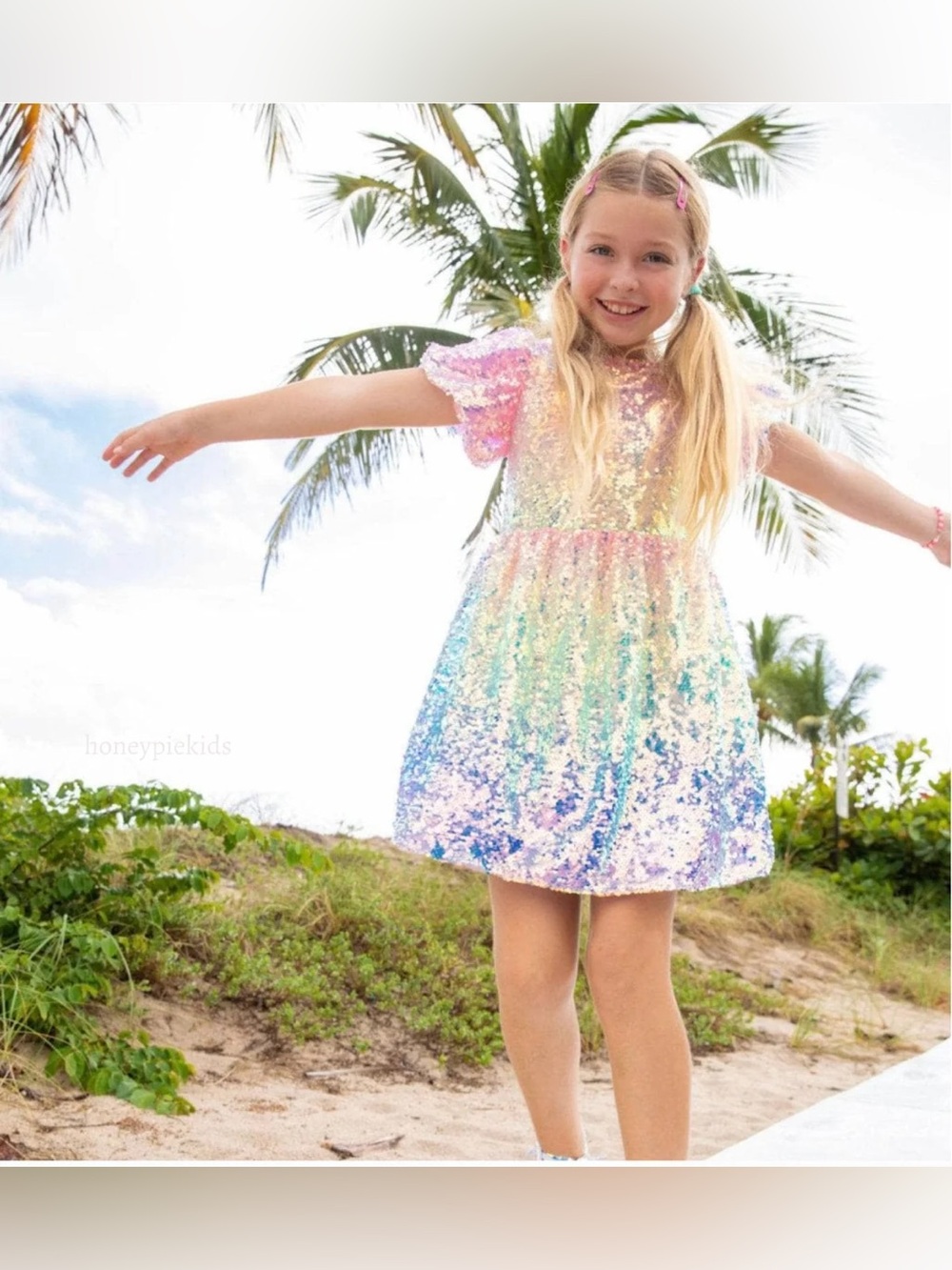 NWT Lola + The Boys Ombre Puff Sleeve Dress Size 14 $78